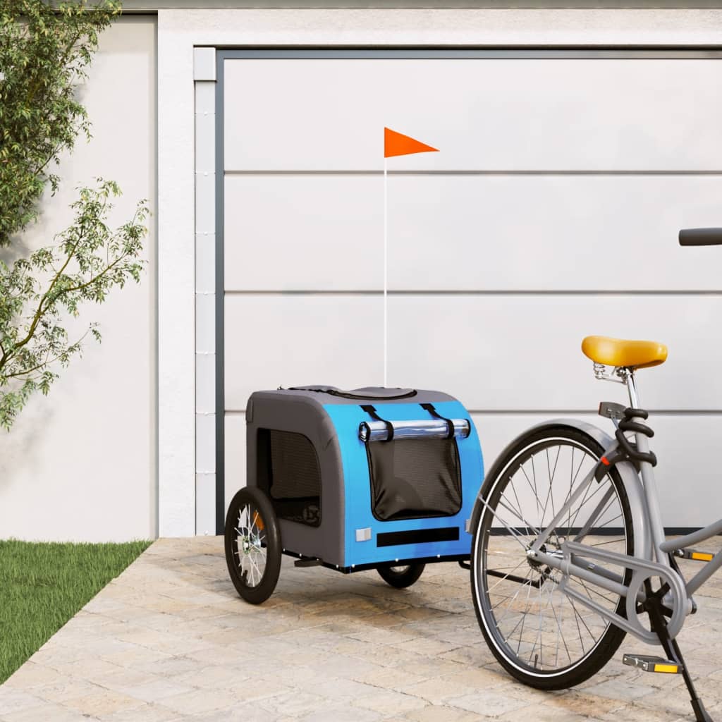 Pet Bike Trailer with Storage and Grey Width 125 cm Blue 66 cm 64 cm