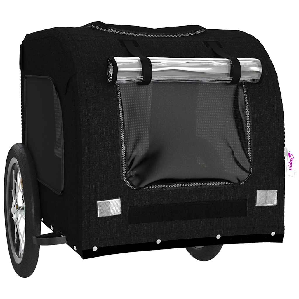 Pet Bike Trailer with Storage and Grey Width 125 cm Black 66 cm 64 cm