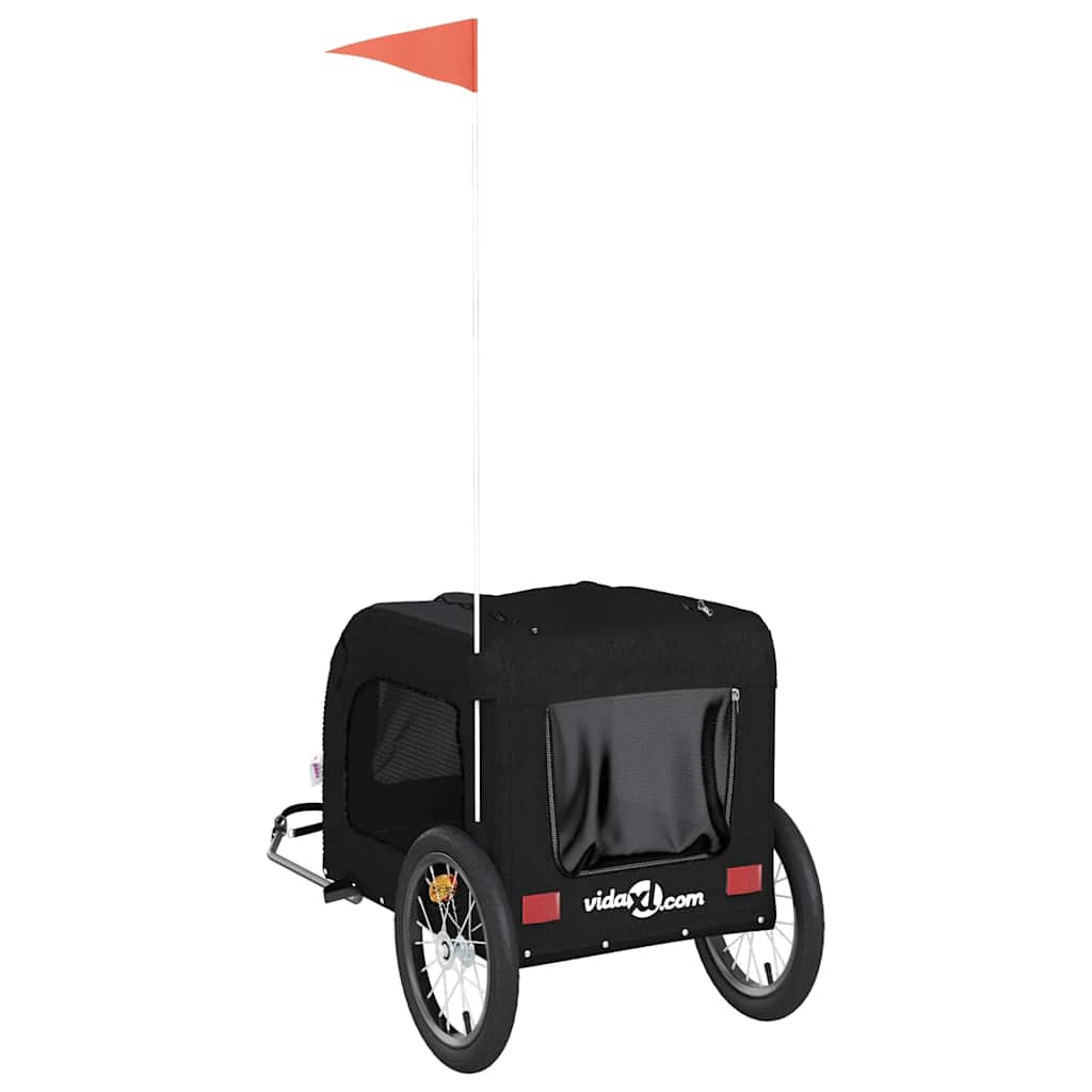 Pet Bike Trailer with Storage and Grey Width 125 cm Black 66 cm 64 cm