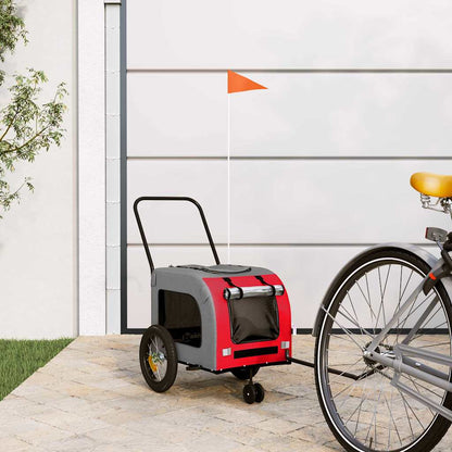 Pet Bike Trailer with Storage and Grey Width 125 cm Red 54 cm 53 cm