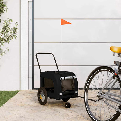 Pet Bike Trailer with Storage and Grey Width 125 cm Black 54 cm 53 cm