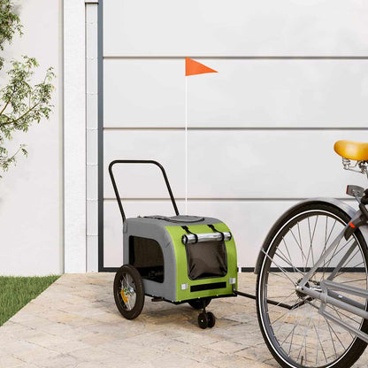 Pet Bike Trailer with Storage and Grey Width 125 cm Green 54 cm 53 cm