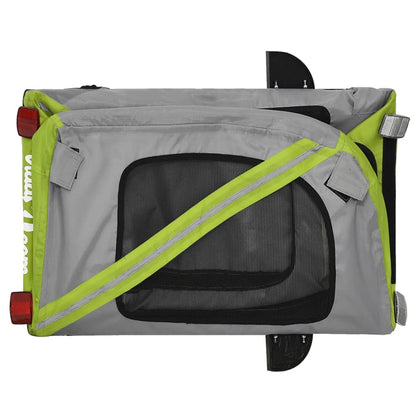 vidaXL Pet Bike Trailer Green and Grey Oxford Fabric and Iron