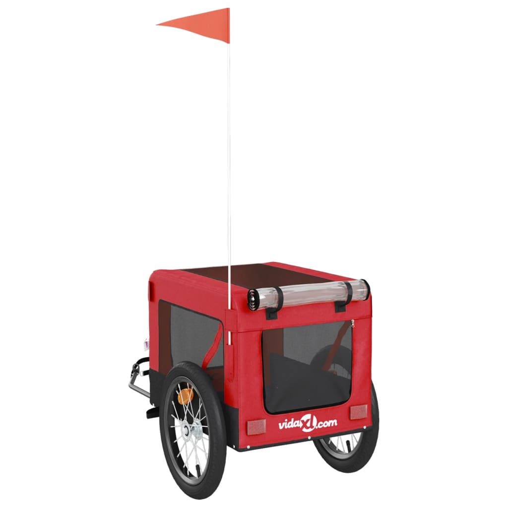 vidaXL Pet Bike Trailer Red and Black Oxford Fabric&Iron