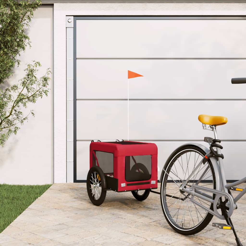 vidaXL Pet Bike Trailer Red and Black Oxford Fabric&Iron