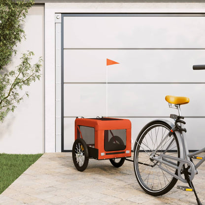 Pet Bike Trailer and Black Oxford Fabric and Iron Height 73.5 cm Orange 68.5 cm 135 cm