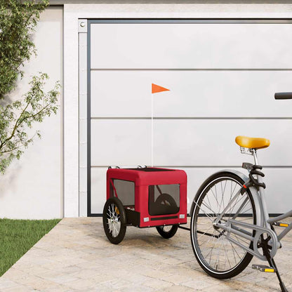 Pet Bike Trailer and Black Oxford Fabric and Iron Height 73.5 cm Red 68.5 cm 135 cm