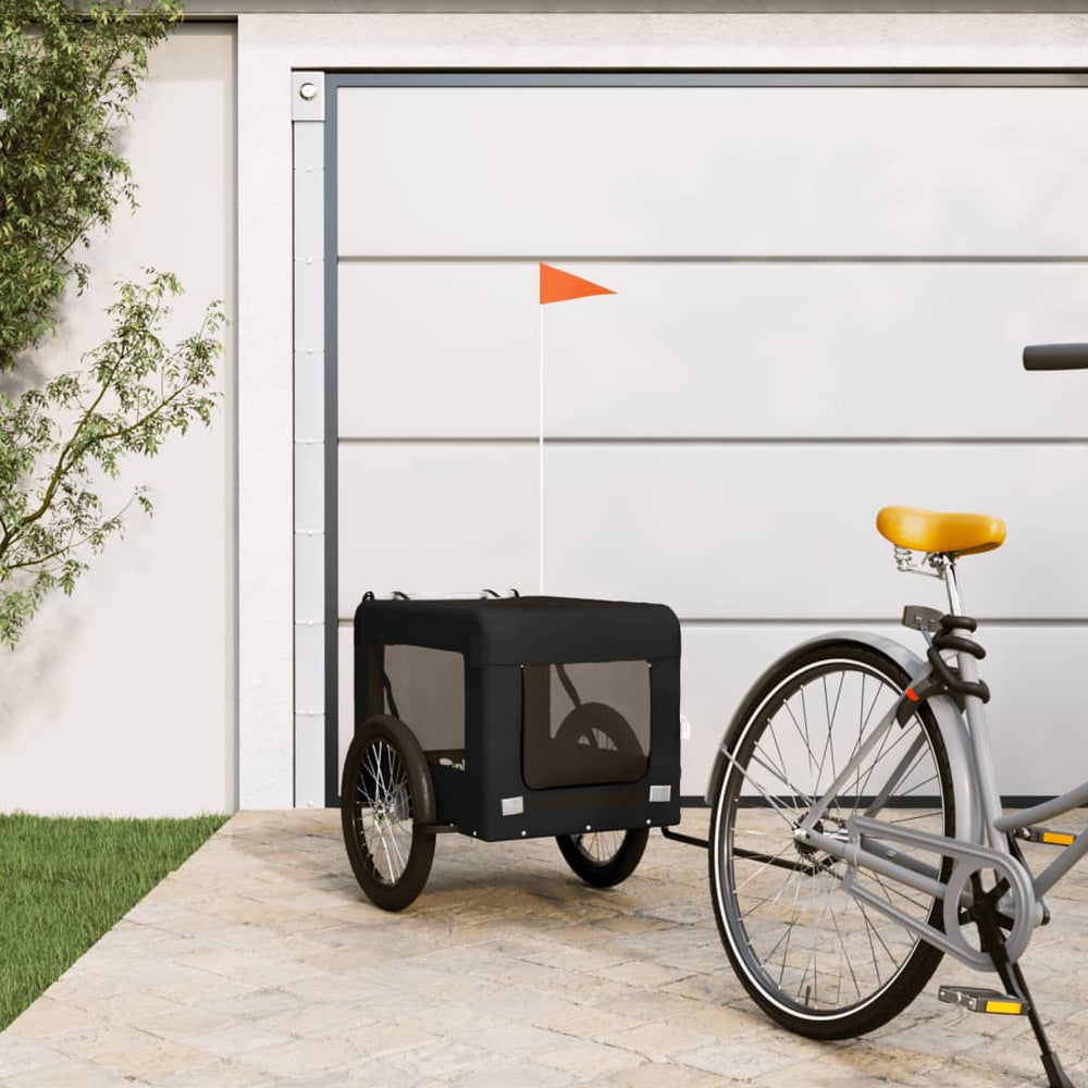 vidaXL Pet Bike Trailer and Black Oxford Fabric and Iron Height 73.5 cm