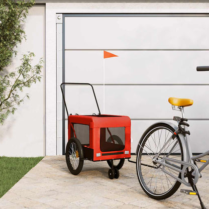 Pet Bike Trailer and Black Oxford Fabric and Iron Height 66 cm Orange 123 cm 63 cm