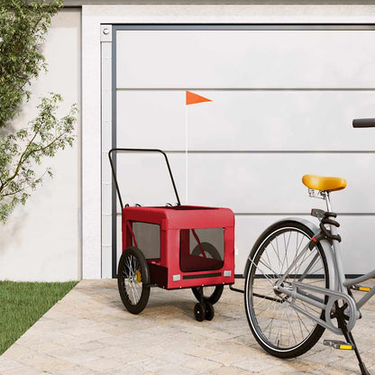 Pet Bike Trailer and Black Oxford Fabric and Iron Height 66 cm Red 123 cm 63 cm