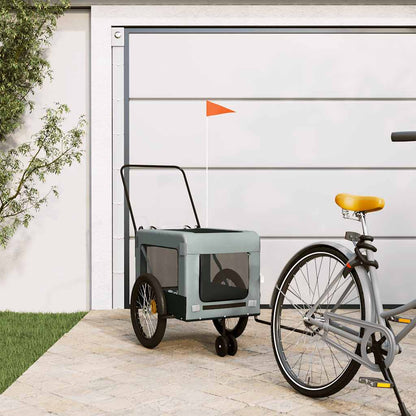 Pet Bike Trailer and Black Oxford Fabric and Iron Height 66 cm Grey 123 cm 63 cm