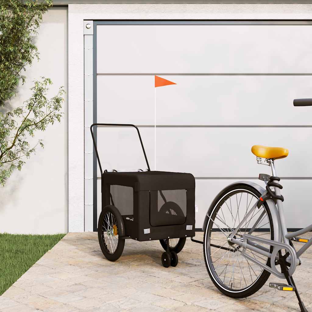 Pet Bike Trailer and Black Oxford Fabric and Iron Height 66 cm Black 123 cm 63 cm