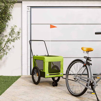Pet Bike Trailer and Black Oxford Fabric and Iron Height 66 cm Green 123 cm 63 cm