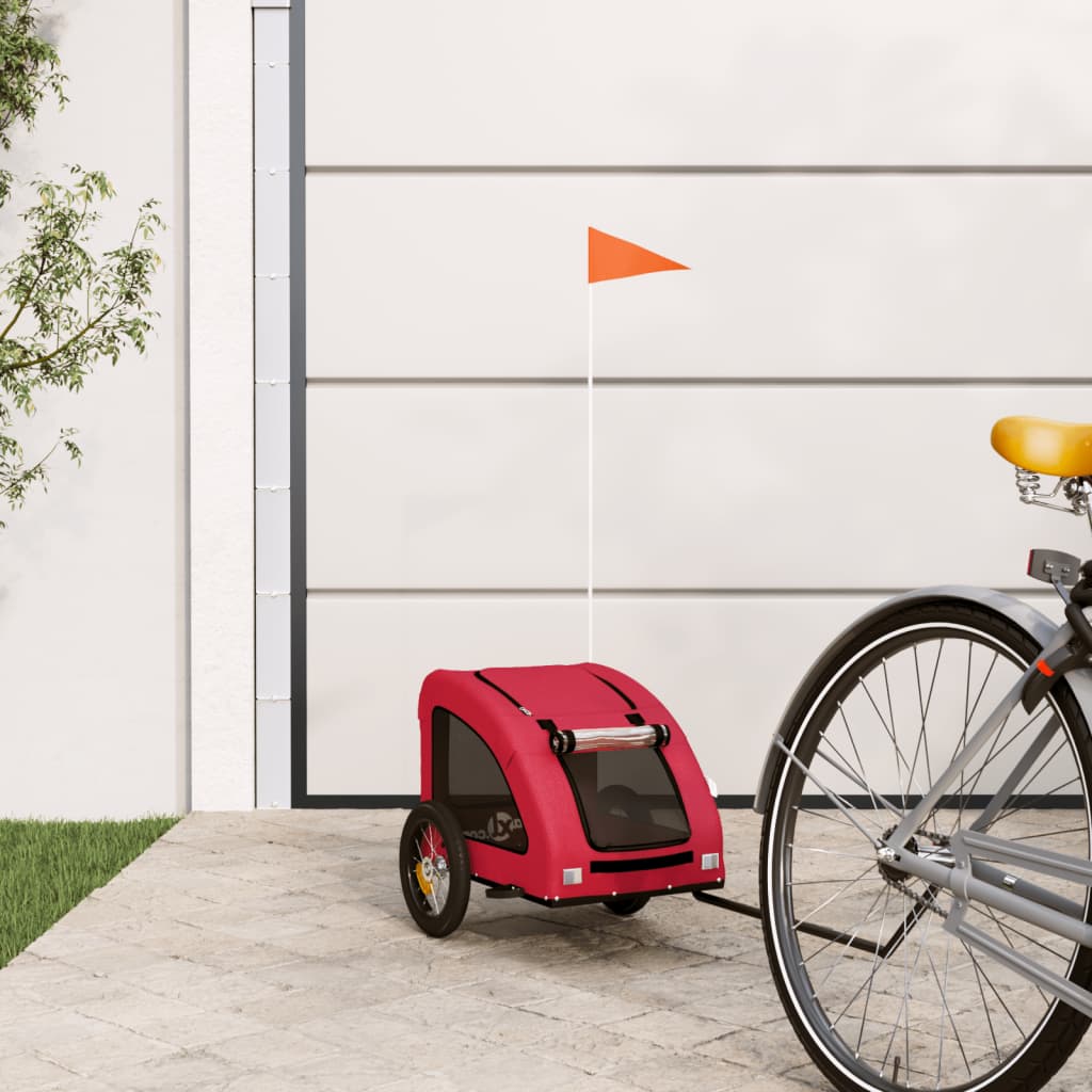 Pet Bike Trailer Oxford Fabric and Iron Height 53 cm Red 124 cm 53 cm