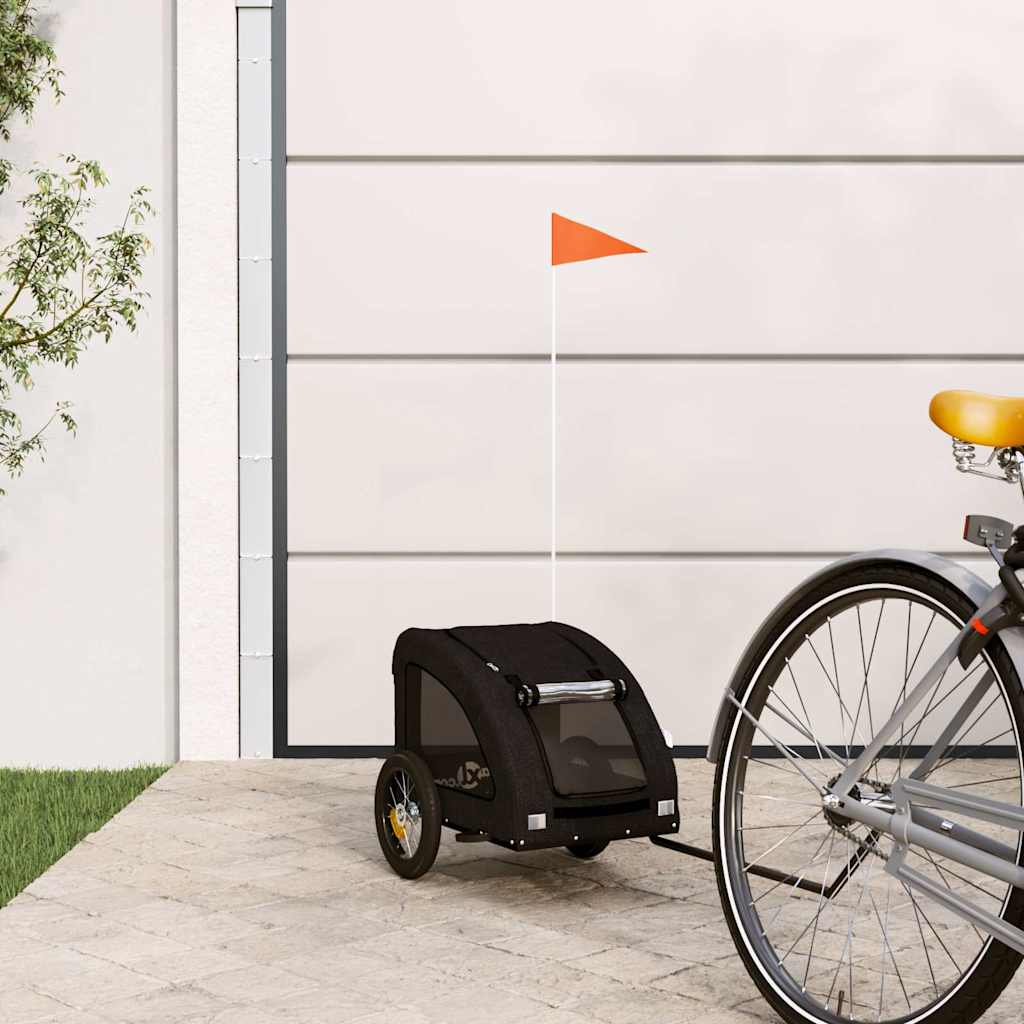 Pet Bike Trailer Oxford Fabric and Iron Height 53 cm Black 124 cm 53 cm