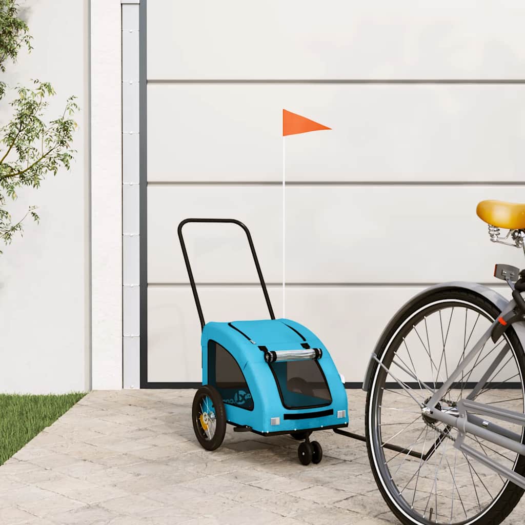 Pet Bike Trailer Oxford Fabric and Iron Height 53 cm Blue 125 cm 52 cm