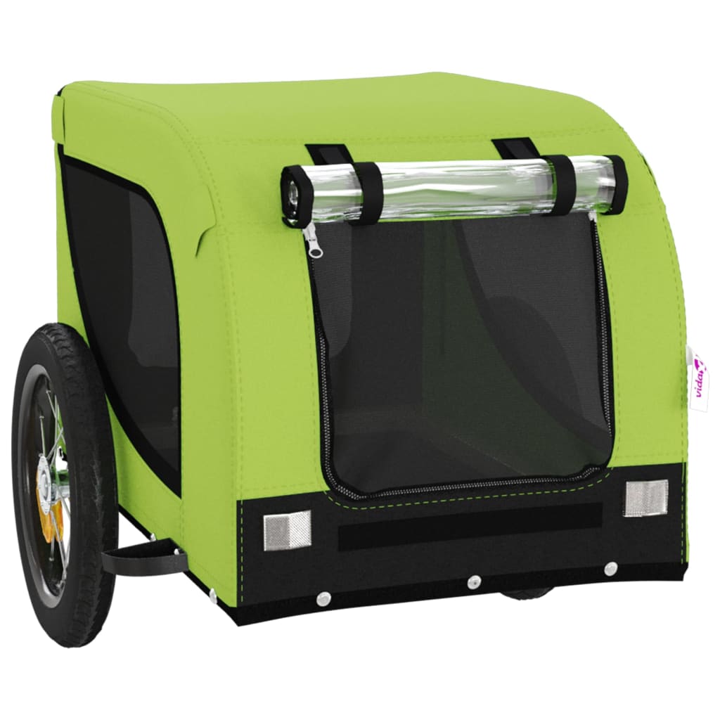 vidaXL Pet Bike Trailer Green and Black Oxford Fabric and Iron