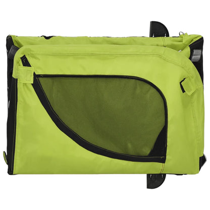 vidaXL Pet Bike Trailer Green and Black Oxford Fabric and Iron