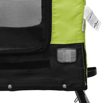 vidaXL Pet Bike Trailer Green and Black Oxford Fabric and Iron