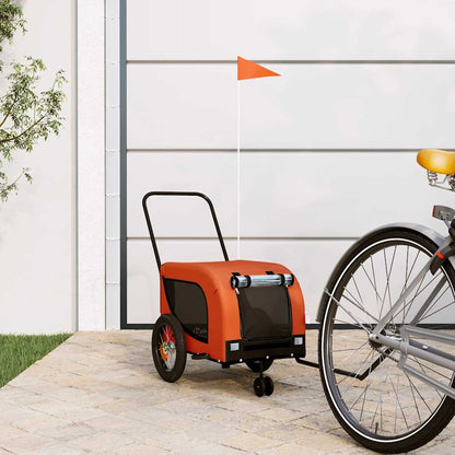 Pet Bike Trailer Oxford Fabric and Iron Height 53 cm Orange and black 124 cm 53 cm