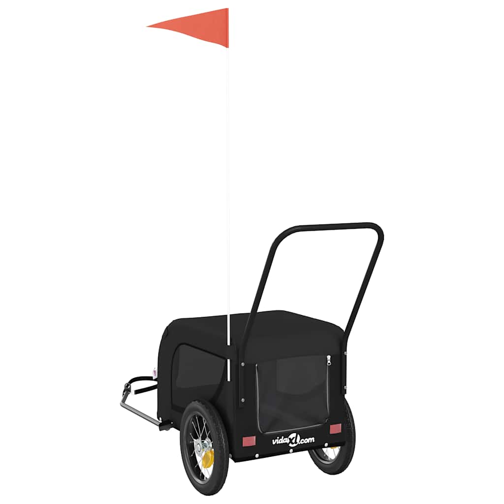 Pet Bike Trailer Oxford Fabric and Iron Height 53 cm Black 124 cm 53 cm