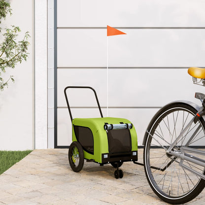 Pet Bike Trailer Oxford Fabric and Iron Height 53 cm Green and black 124 cm 53 cm