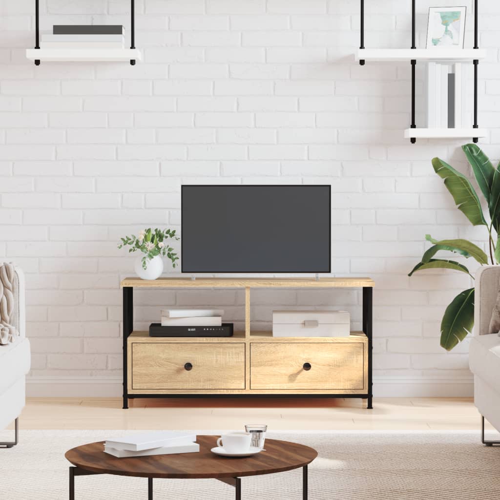 TV Cabinet 102x33x45 cm Engineered Wood&Iron Sonoma oak