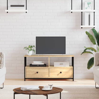 TV Cabinet 102x33x45 cm Engineered Wood&Iron Sonoma oak