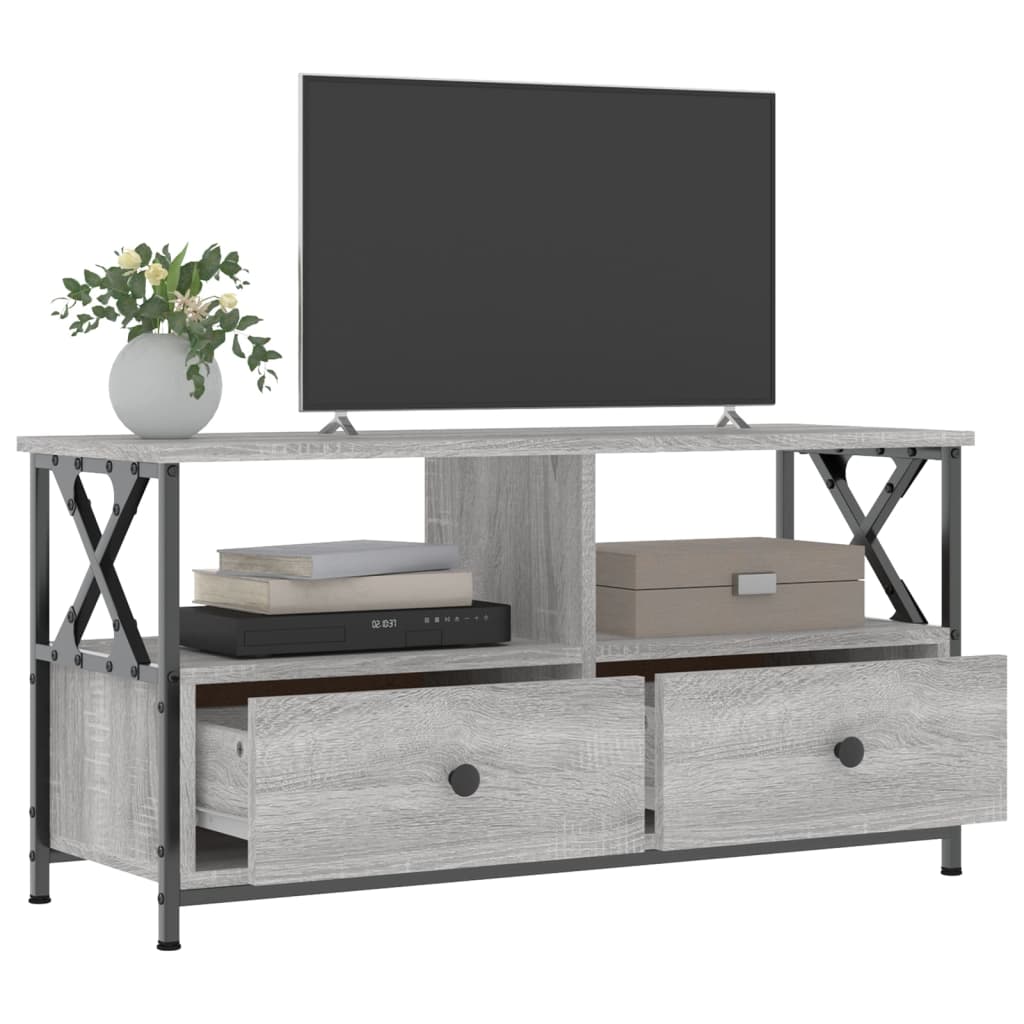 TV Cabinet 102x33x45 cm Engineered Wood&Iron Grey sonoma