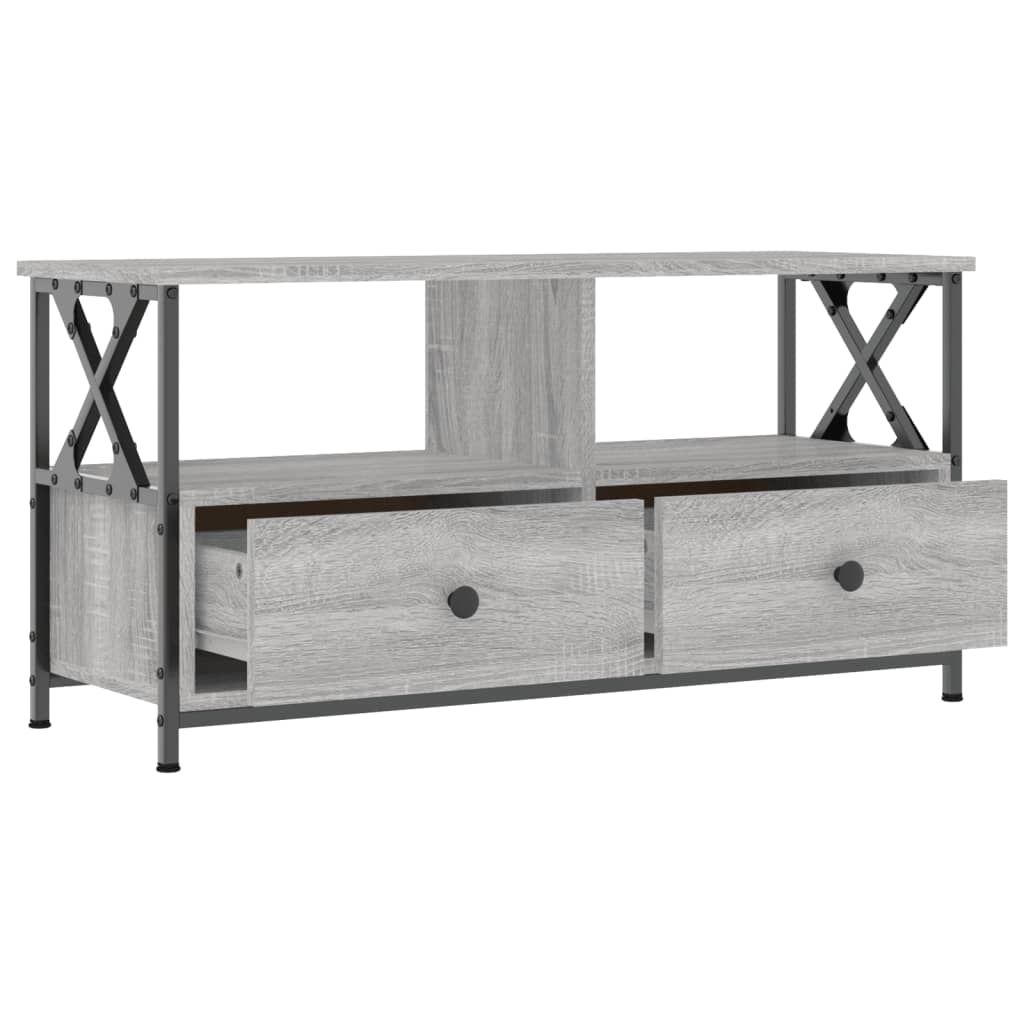 TV Cabinet 102x33x45 cm Engineered Wood&Iron Grey sonoma