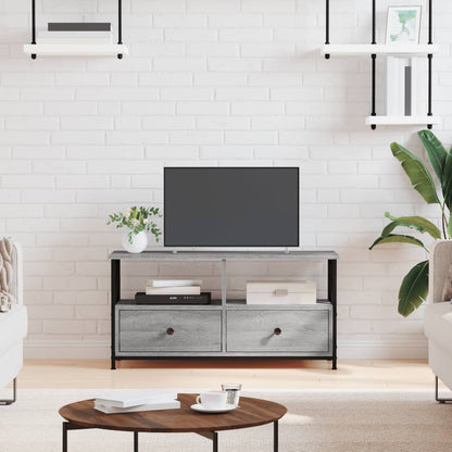 TV Cabinet 102x33x45 cm Engineered Wood&Iron Grey sonoma