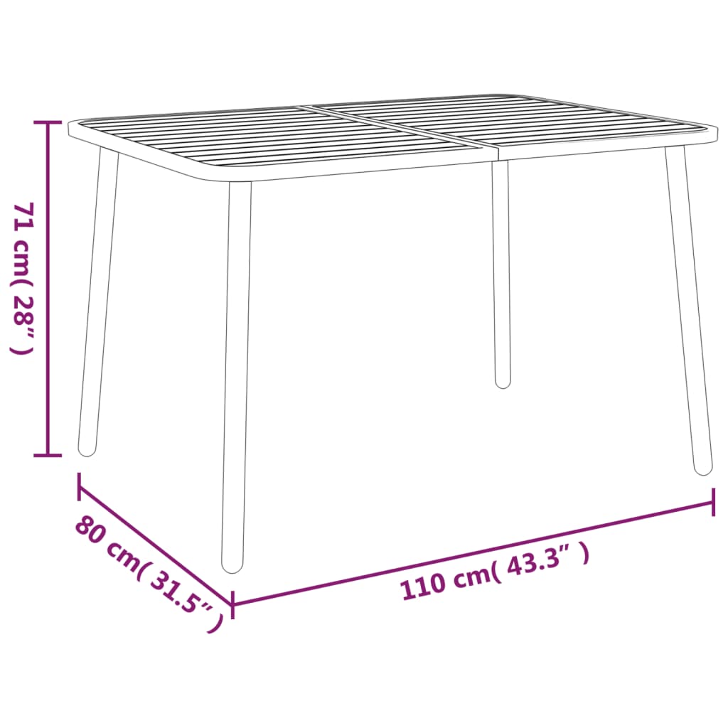 Garden Table Anthracite Steel 110 cm 80 cm