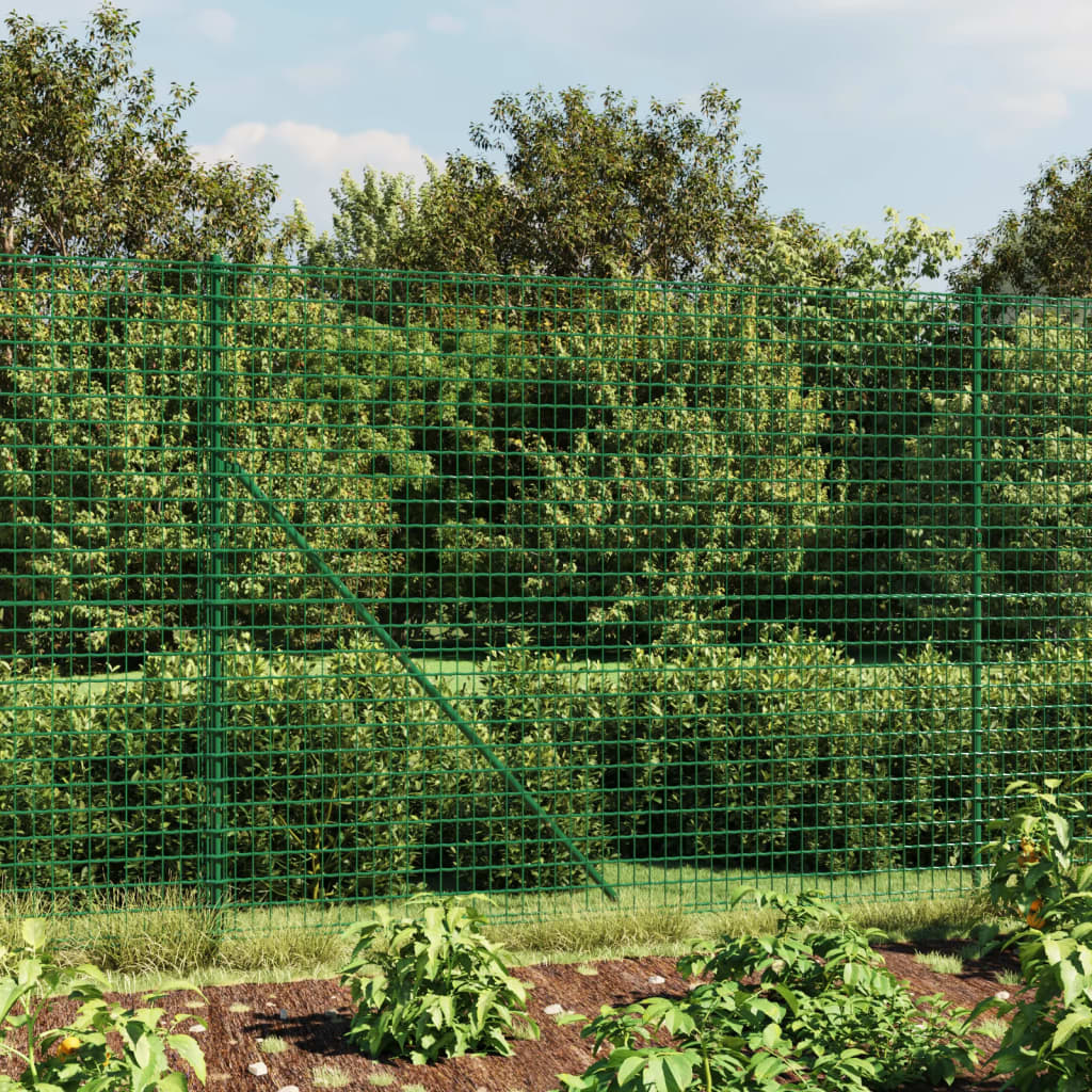 Wire Mesh Fence with Flange Green 2 m 25 m