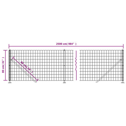 Wire Mesh Fence with Flange Green 0.8 m