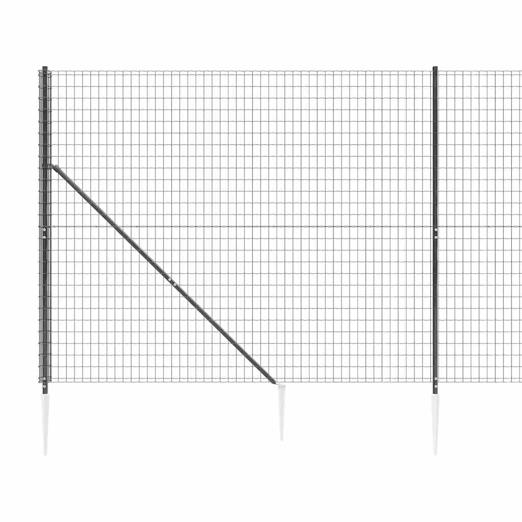 Wire Mesh Fence with Spike Anchors Anthracite 1.4 m 10 m