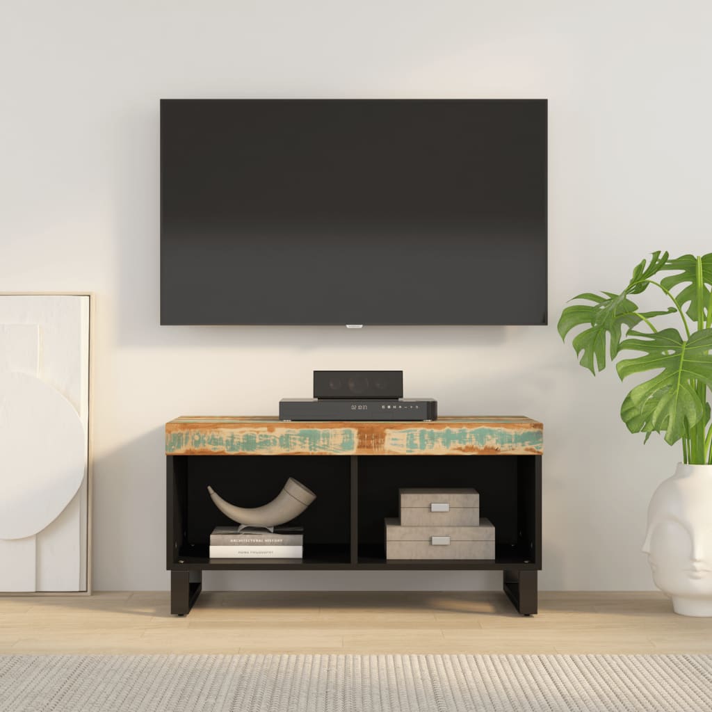 TV Cabinet 85x33x43,5 cm Solid Wood Mango Multicolour