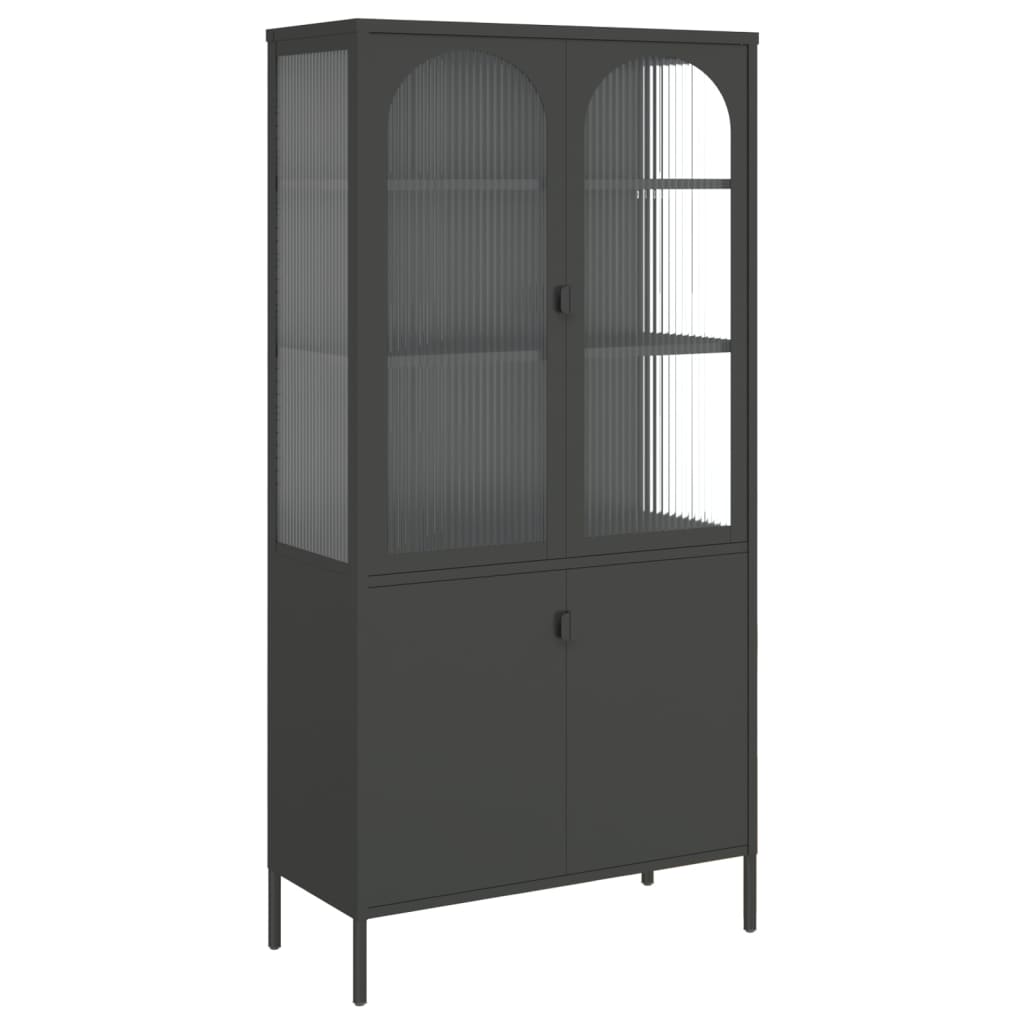 vidaXL Highboard Black 90x40x180 cm Glass and Steel 2