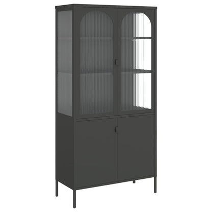 vidaXL Highboard Black 90x40x180 cm Glass and Steel 2