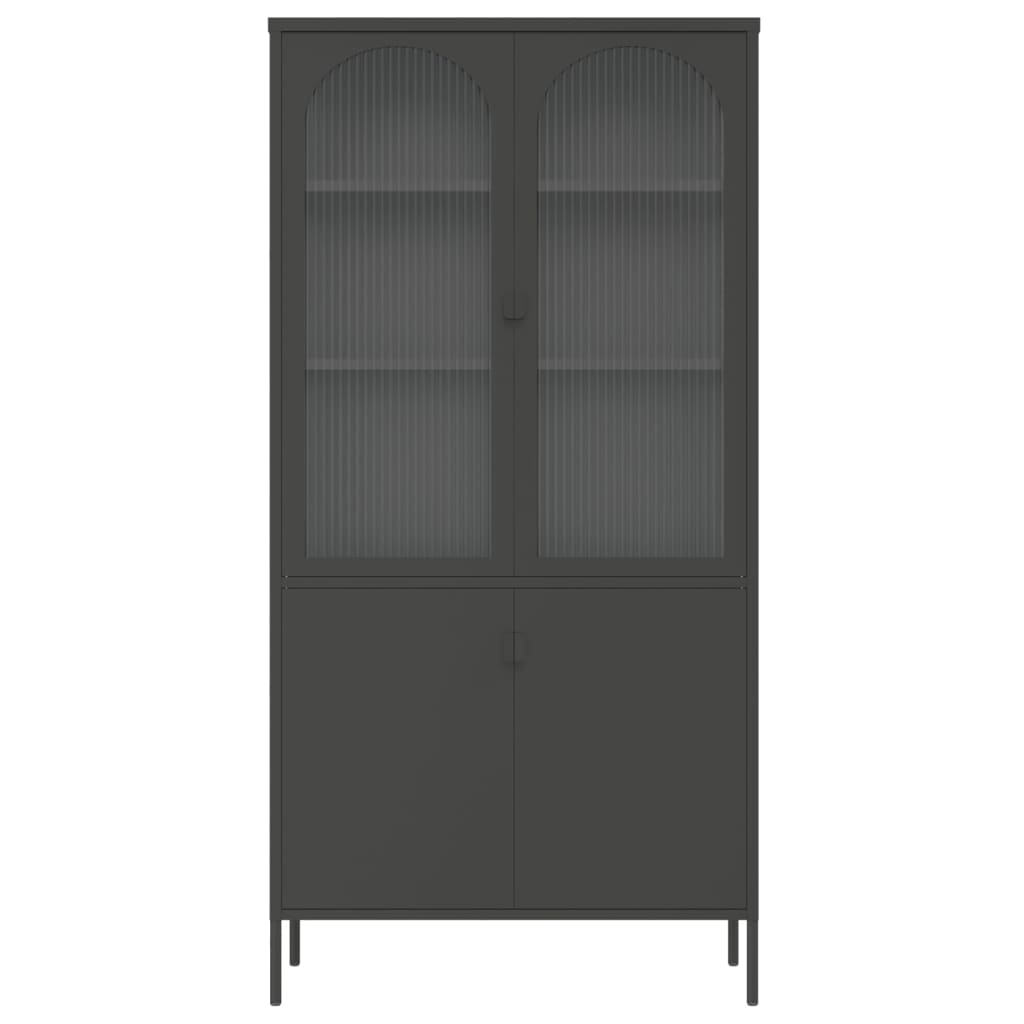 vidaXL Highboard Black 90x40x180 cm Glass and Steel 4