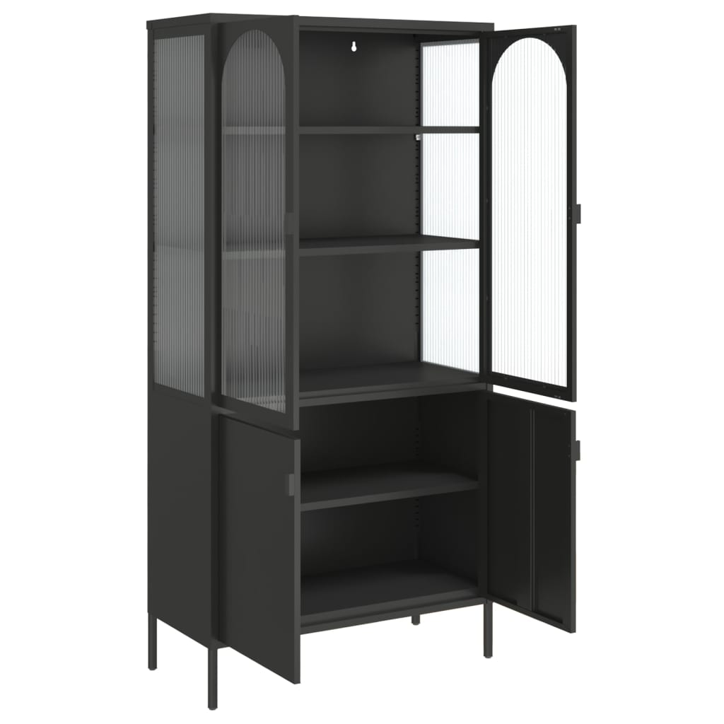 vidaXL Highboard Black 90x40x180 cm Glass and Steel 5