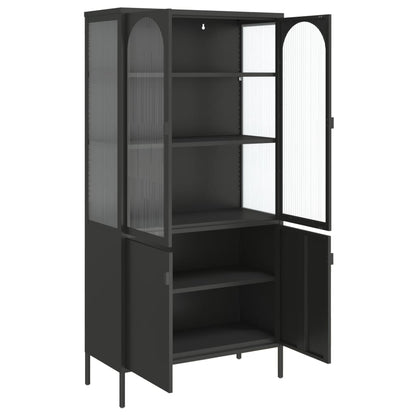 vidaXL Highboard Black 90x40x180 cm Glass and Steel 5