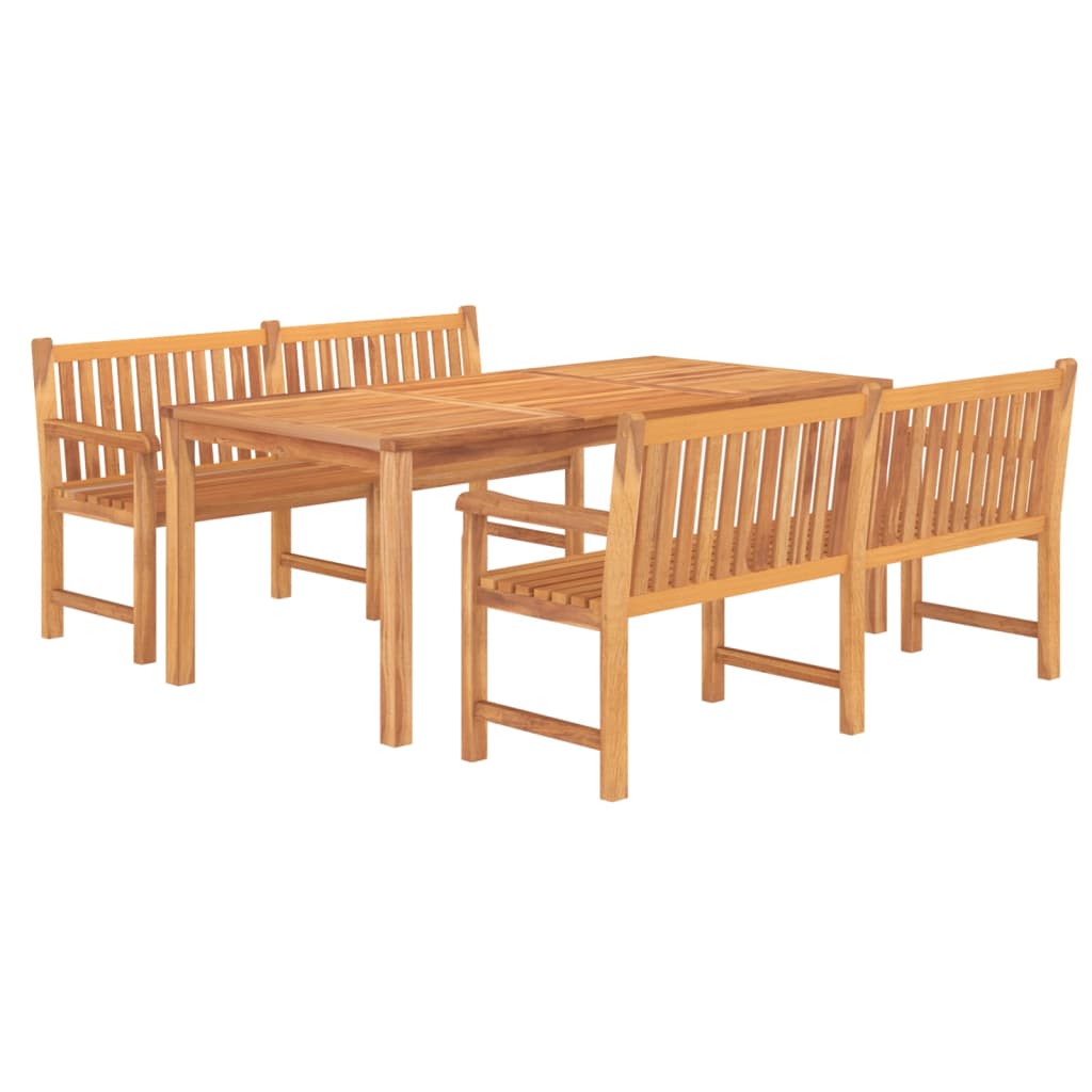 4 Piece Garden Dining Set Solid Wood Teak 2x bench + table