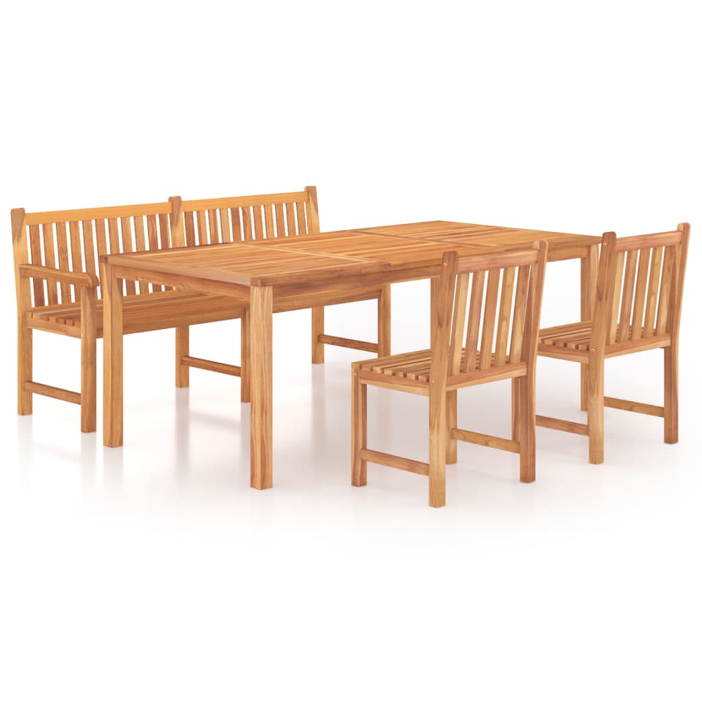 vidaXL 4 Piece Garden Dining Set Solid Wood Teak 2