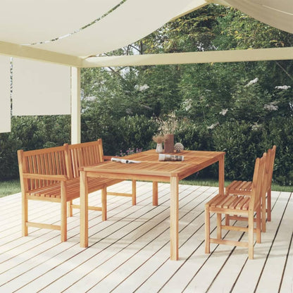 4 Piece Garden Dining Set Solid Wood Teak Bench + 2x chair + table