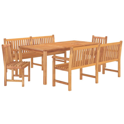4 Piece Garden Dining Set Solid Wood Teak 2x bench + 2x chair + table