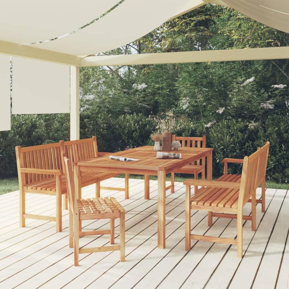 4 Piece Garden Dining Set Solid Wood Teak 2x bench + 2x chair + table