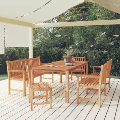 4 Piece Garden Dining Set Solid Wood Teak 2x bench + 2x chair + table