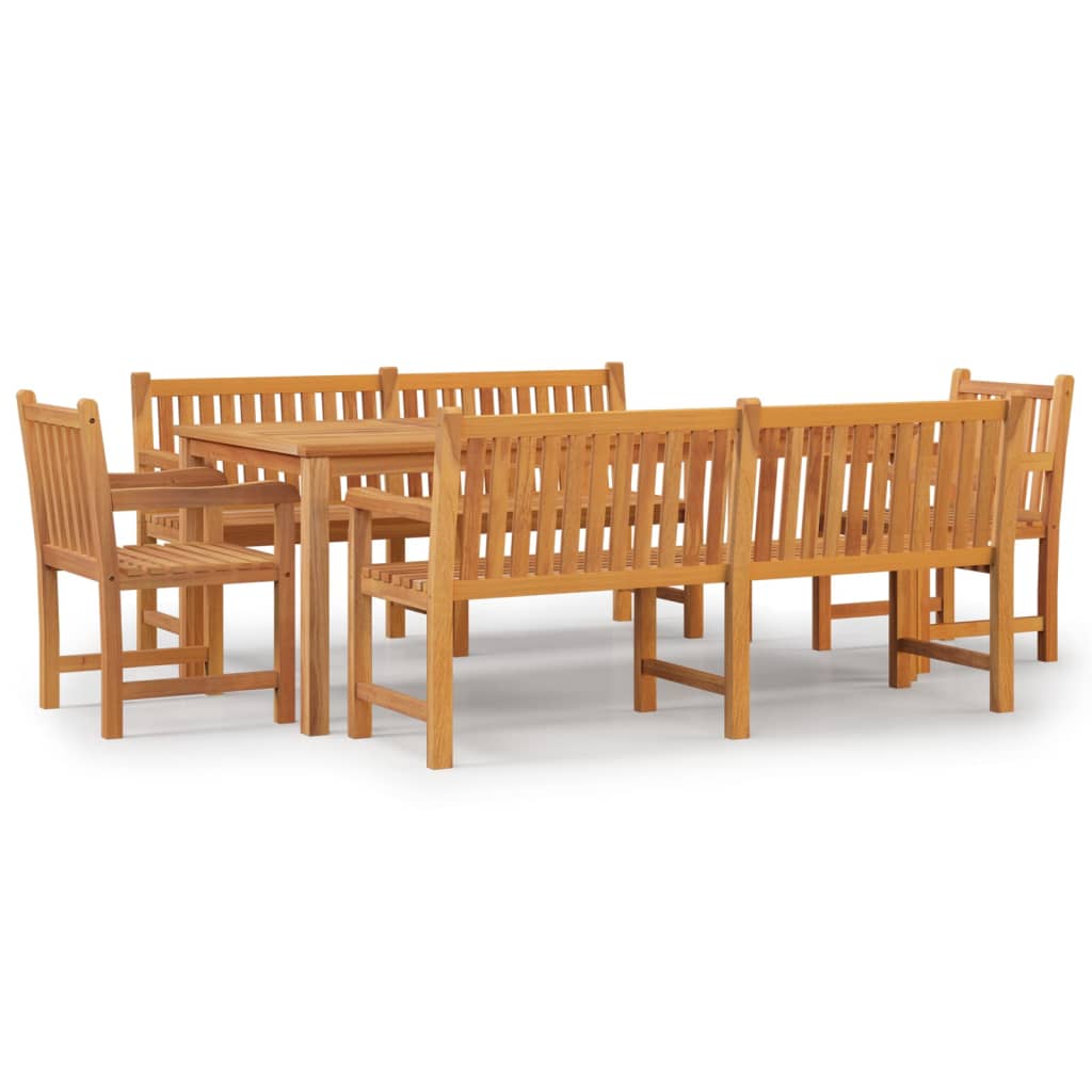 4 Piece Garden Dining Set Solid Wood Teak 2x bench + 2x armchair + table