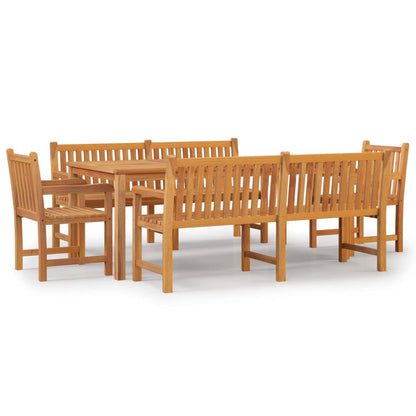 4 Piece Garden Dining Set Solid Wood Teak 2x bench + 2x armchair + table