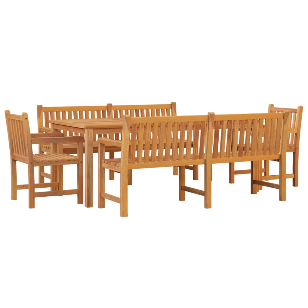 4 Piece Garden Dining Set Solid Wood Teak 2x bench + 2x armchair + table